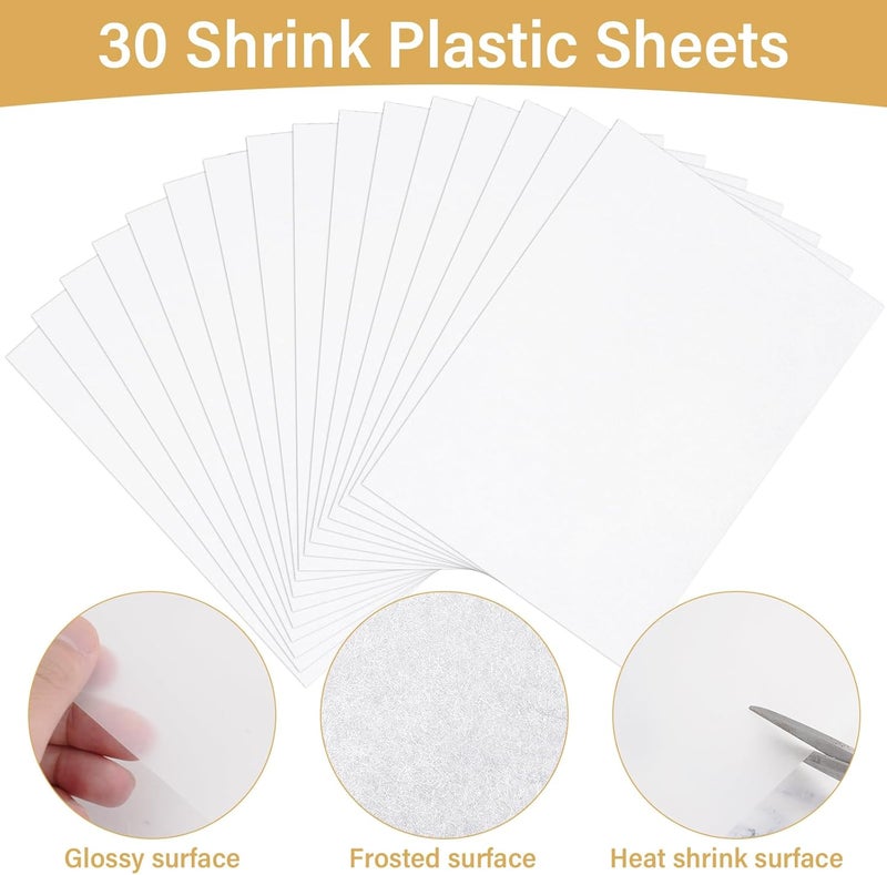 CRTWDMAN 161 Pcs Shrink Paper Keychain Kit,with 30 Pcs Shrinky Plastic Sheets 7.9"x5.7",Hole Punch,Lobster Clasps,Jump Rings DIY Crafts for Adults and Teens - Image 3
